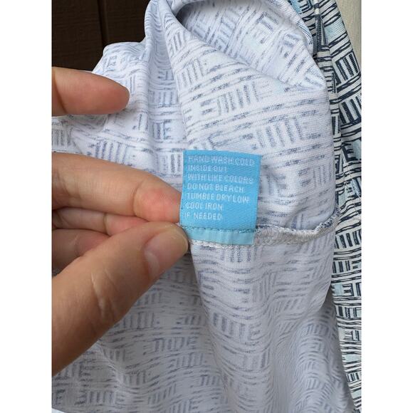 J. McLaughlin Catalina Blue/White Terrace Print Miley Snap Sleeve Dress - M - Picture 8 of 9